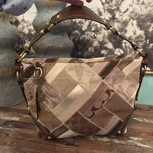 RARE COACH CARLY patchwork hobo bag with mixed leathers